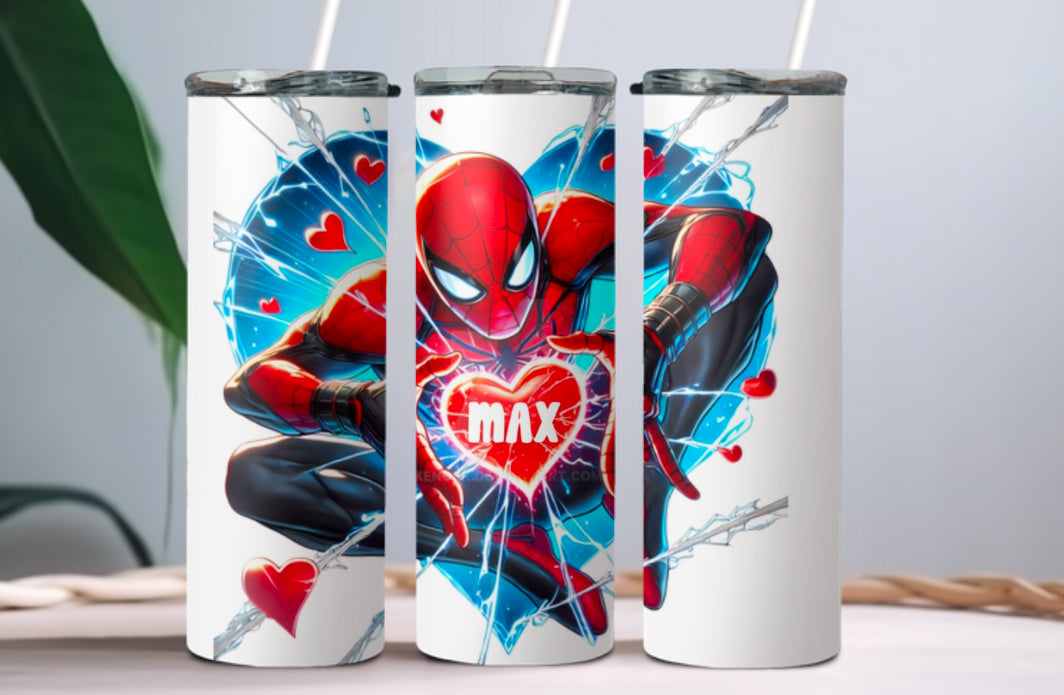 Personalised Spiderman heart tumbler