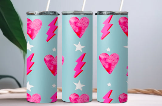 Hearts and lightning tumbler