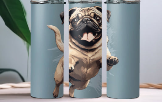 Flying pug tumbler