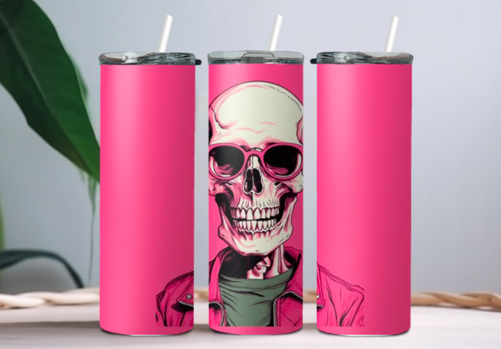 Pink skull tumbler